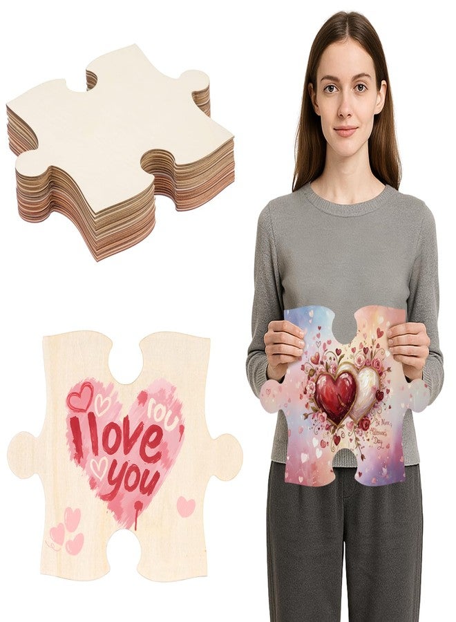 Seenelling 30 Pcs 8x10 Inch Large Blank Wooden Puzzle Pieces for Crafts DIY Make Your Own Puzzle to Draw on Unfinished Large Jigsaw Valentine's Day DIY Arts and Crafts Projects and Gift - Image 1